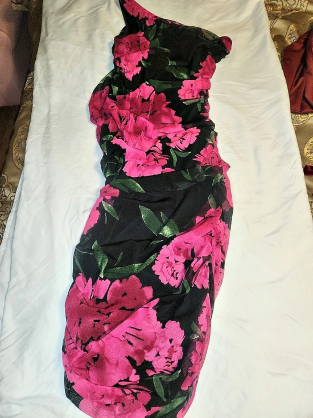 Fashion Nova Floral Mini Dress in Pink & Black Like New Size L